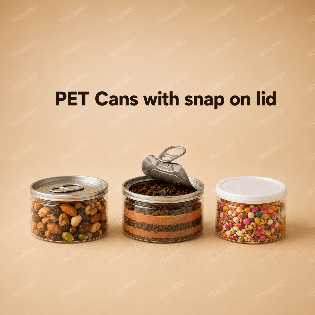 PET Cans with Snap-On Lids