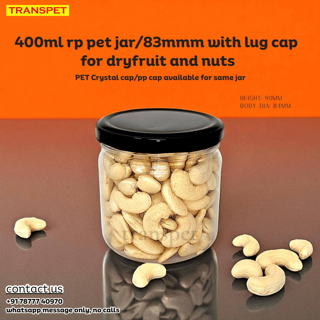 400ML RP PET JAR WITH LUG CAP